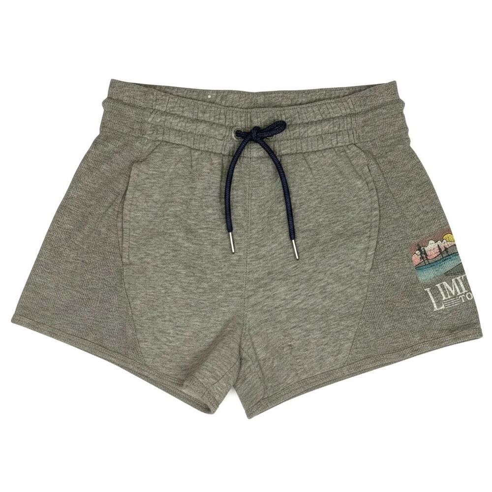 Limited Too Graphic Rib Fleece Knit Shorts Lake Draw String Girl Gray L 12 14
